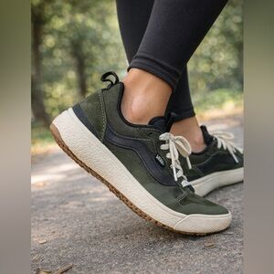Vans Olive and White Ultrarange Sneakers